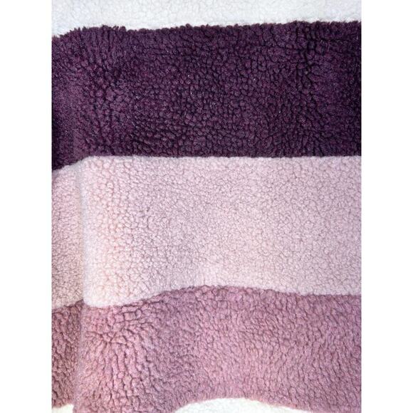 Nordstrom BP Sherpa Teddy Fuzzy Striped Jacket Sweater Snap Closure Size Large - Picture 4 of 7